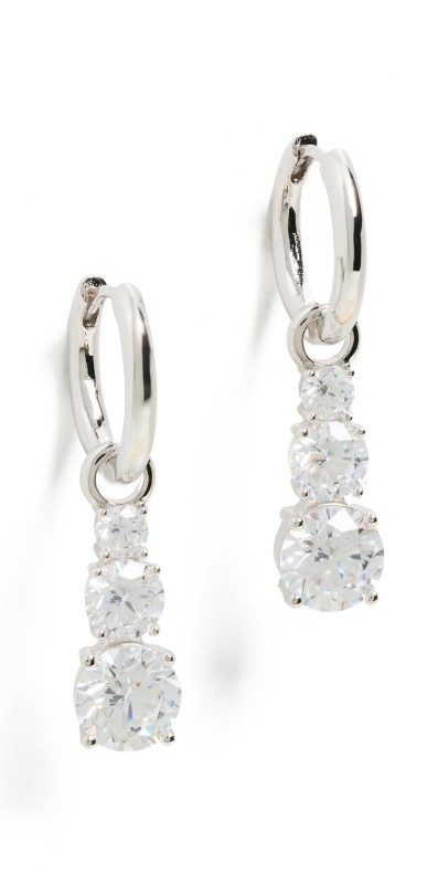 SHASHI Graduated Solitaire Hoops Silver
