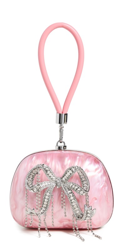 Self Portrait Pink Pearl Top Handle Clutch Bag Pink
