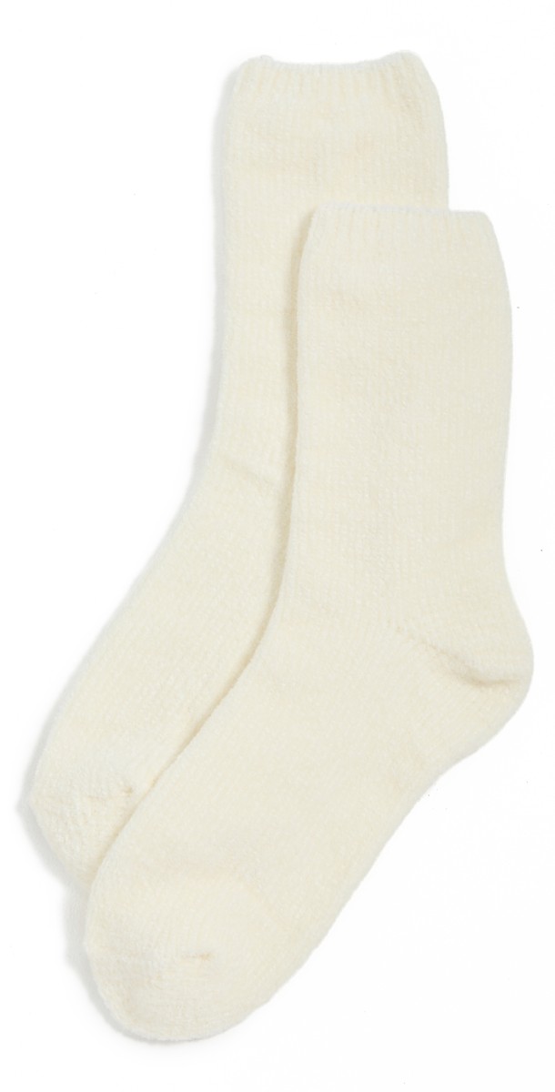 Stems Fuzzy Crew Socks Cream