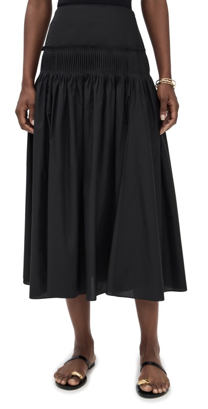 Theory Accordion Yoke Skirt Black