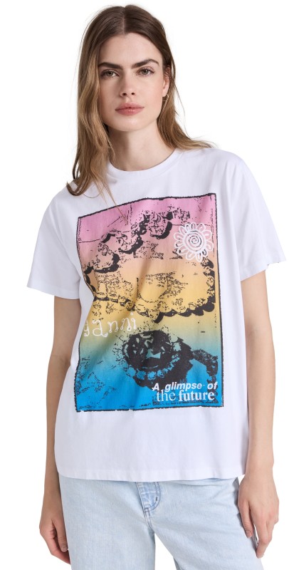 GANNI Basic Jersey Glimpse Relaxed T-Shirt Bright White