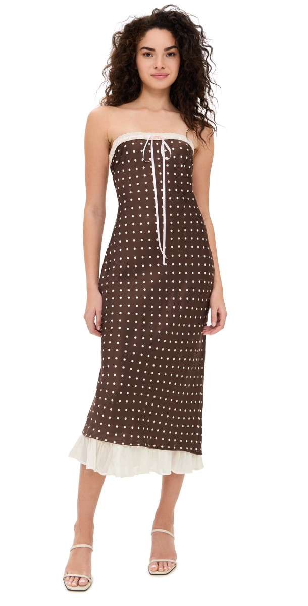 For Love & Lemons Daisy Mae Midi Dress Chocolate