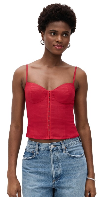Reformation Christen Linen Top Lipstick