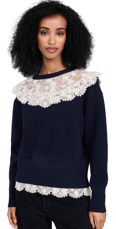 Sea Kristeen Lace Sweater Navy