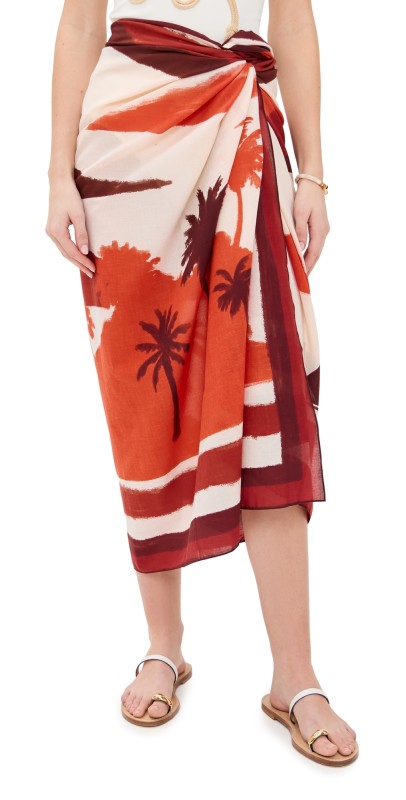 Johanna Ortiz Sailing Landscapes Pareo Red/Ecru/Black/Wood