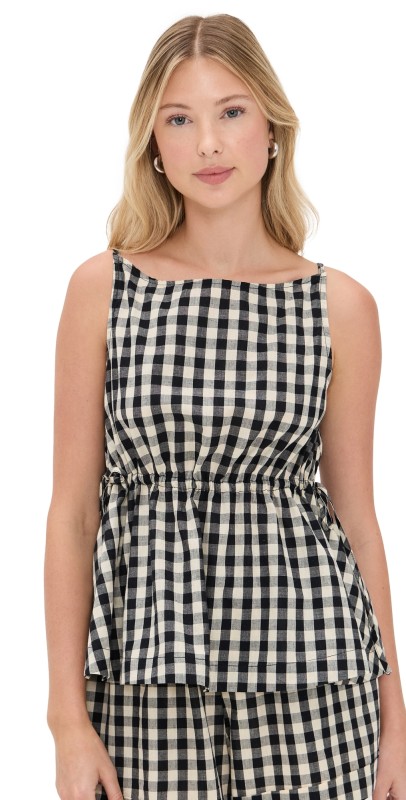 VRG GRL Indi Top Black Check Black/White
