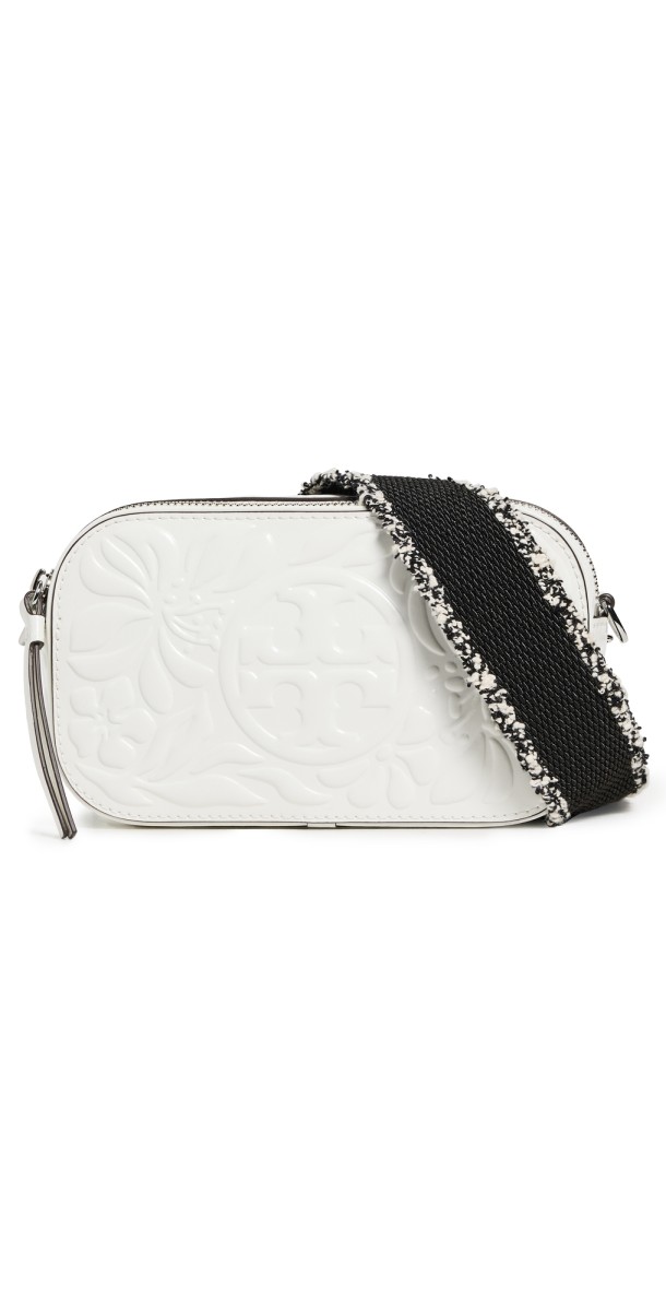 Tory Burch Miller Floral Embossed Mini Crossbody Bag Blanc