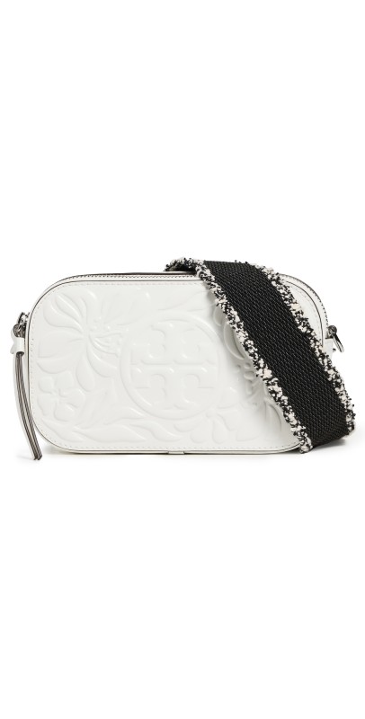 Tory Burch Miller Floral Embossed Mini Crossbody Bag Blanc