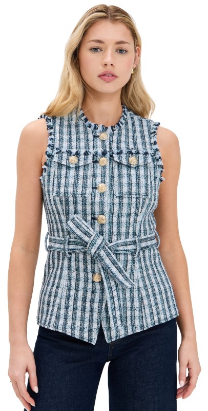 Cinq à Sept Matilda Tweed Reenee Vest Navy Multi