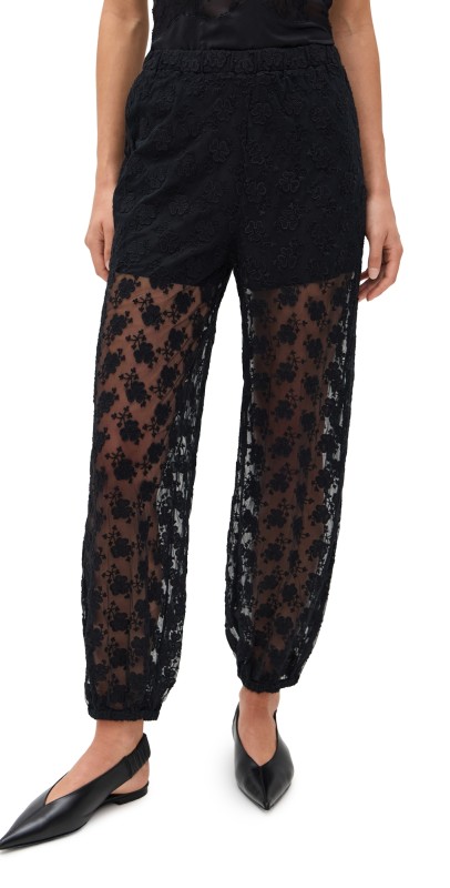 Sea Finn Embroidered Mesh Bubble Pants Black
