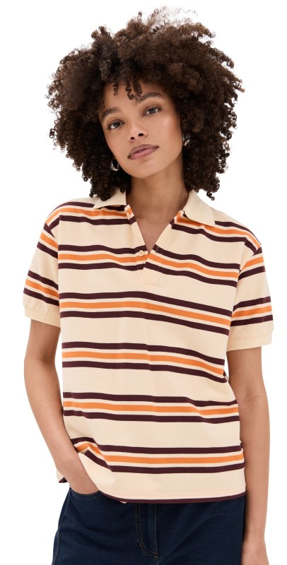 Lioness Leisure Polo Orange Stripe