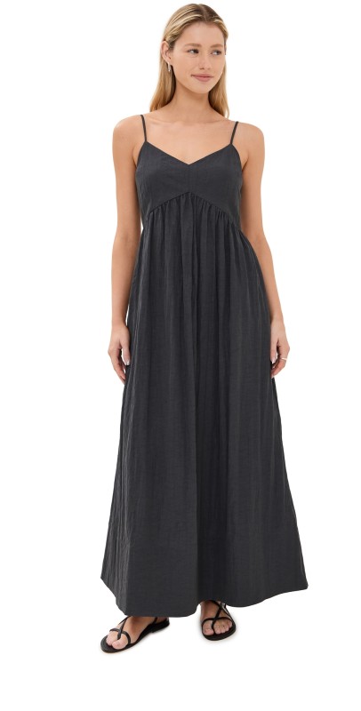 Jenni Kayne Taffeta Peninsula Dress Charcoal