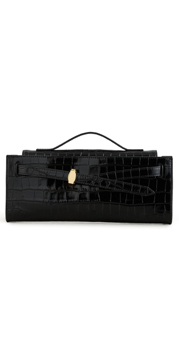Veronica Beard Croc Embossed Dash Bag Black