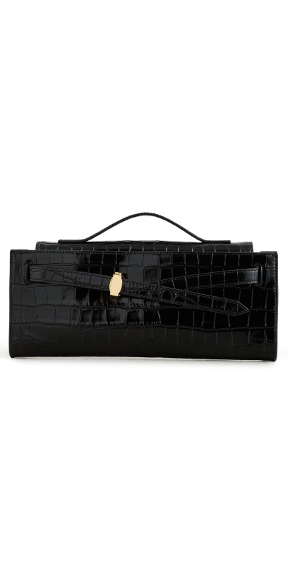 Veronica Beard Croc Embossed Dash Bag Black