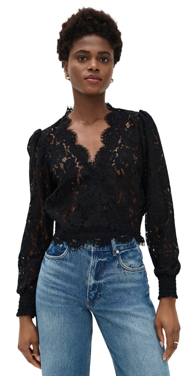 Generation Love Kairi Lace Wrap Blouse Black