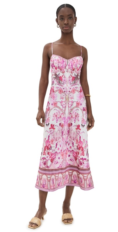 Camilla Gathered Bodice Bias Dress Botanical Novella