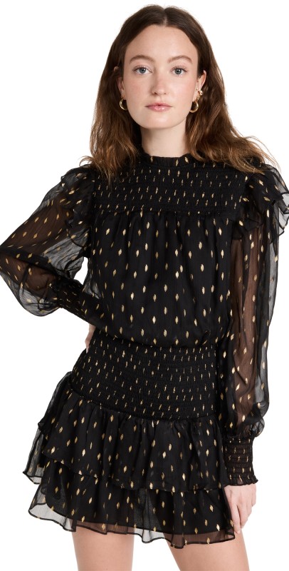 endless rose Gold Dot Printed Mini Dress Black