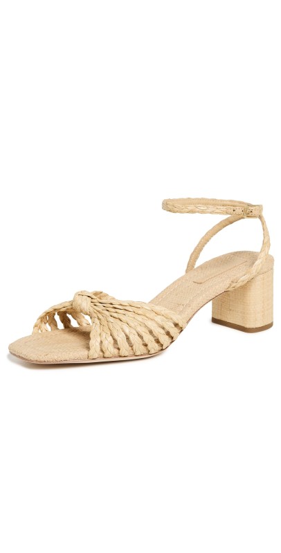 Loeffler Randall Riya Braided Mignon Knot Mid-Heel Sandals Natural