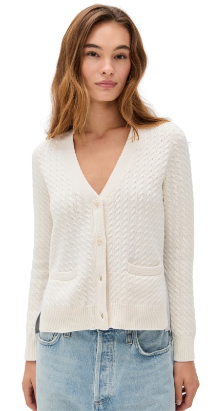 Sea Lavinia Striped Long Sleeve Cardigan Cream