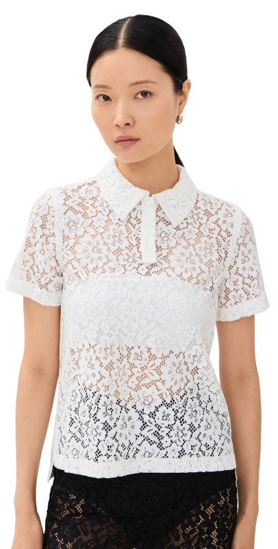 Proenza Schouler Kennedy Top in Stretch Lace Off White