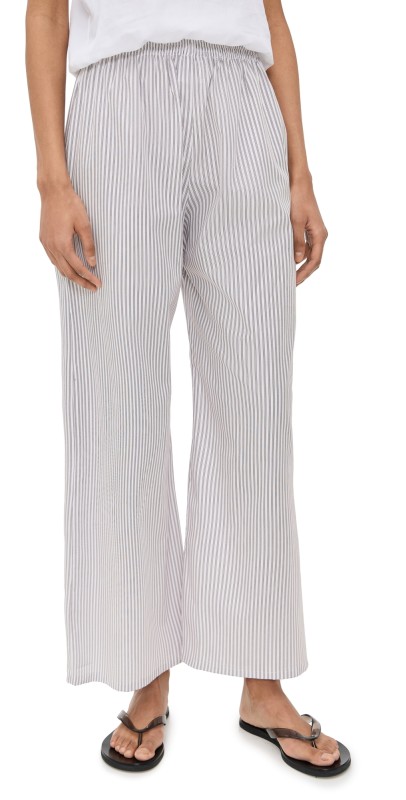 Leset Yoshi Wide Leg Boxer Pants Parchment/Pinot Stripe