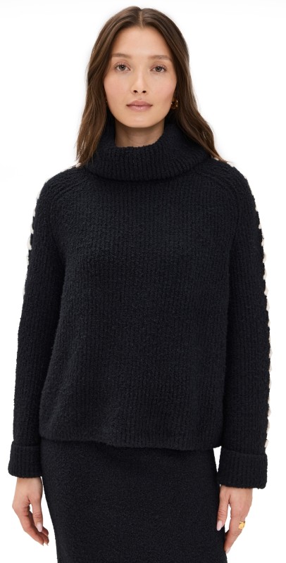 525 Vida Boucle Whip Stitch Pullover Black Multi