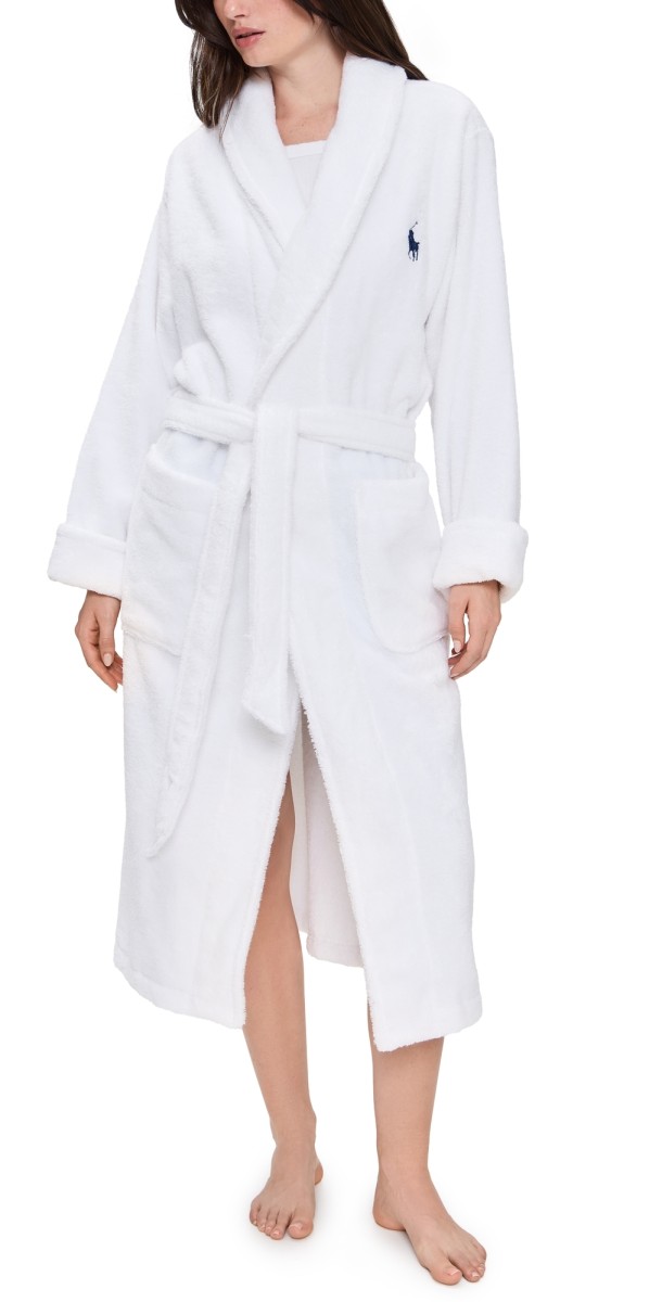 Polo Ralph Lauren Printed Back Bear Robe White Cloud