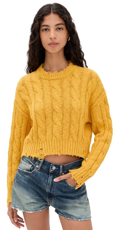 Denimist Boxy Cable Sweater Yellow