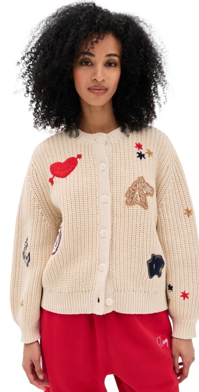 THE GREAT. The Collegiate Cardigan Natural