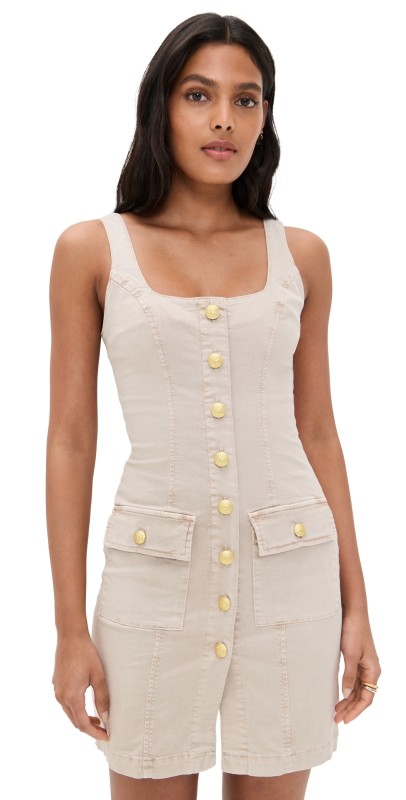 L'AGENCE Midy Button Front Mini Dress Biscuit