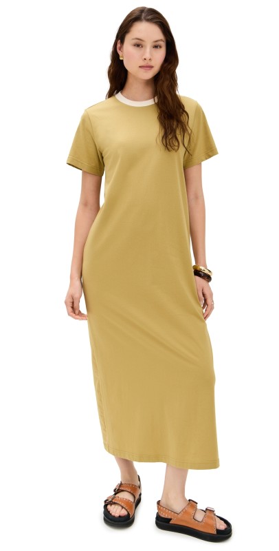LE BOP Grace Midi Dress Olive Green