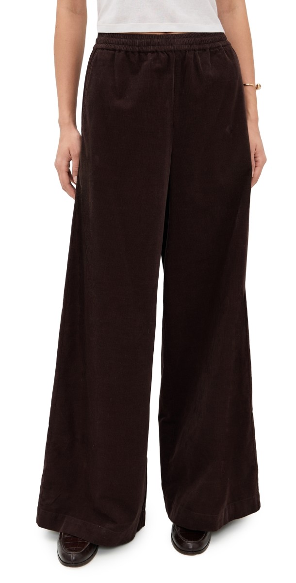 ATM Anthony Thomas Melillo Corduroy Wide Leg Pull On Pants Dark Chocolate