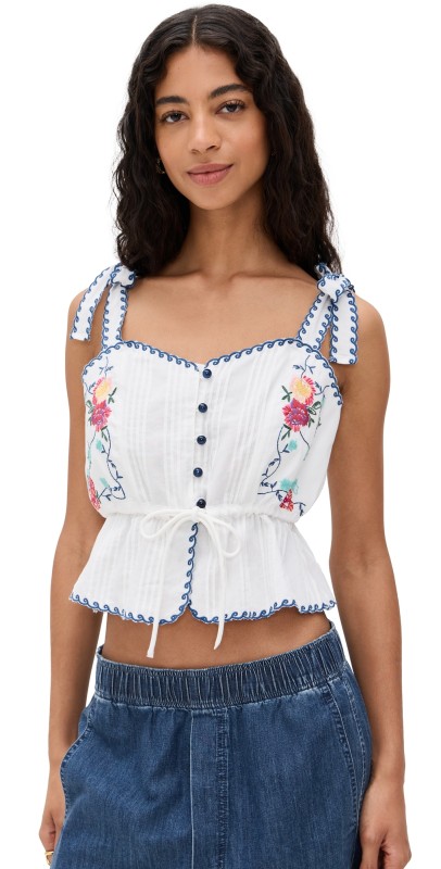 Hunter Bell Paisley Top Multi Embroidery