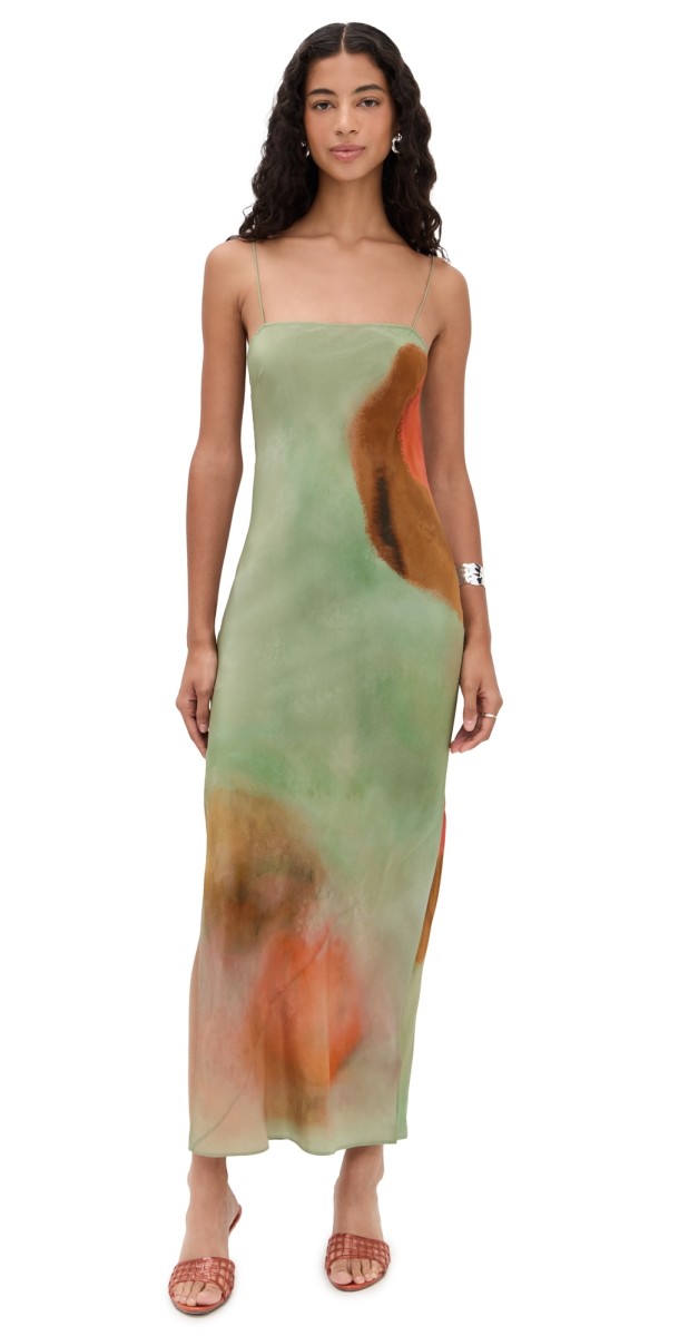SIR. Calle Silk Slip Dress Acquerello Print