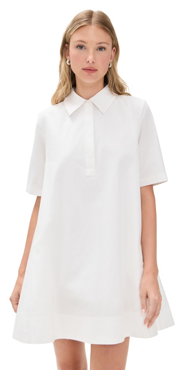 English Factory A-line Short Sleeve Shirt Dress White