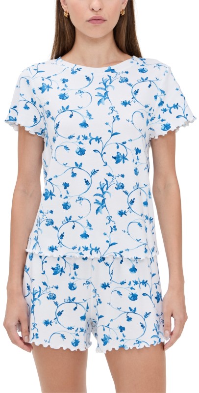 Hill House Home The Nina Short Pajama Set Blue Botanical