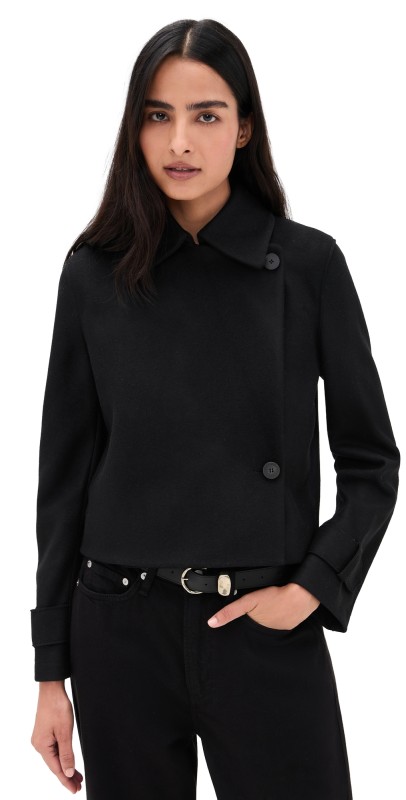 Harris Wharf London Cashmere Blend Cropped Trench Coat Black