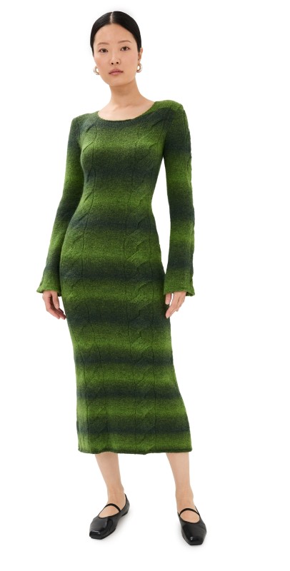 ALOHAS Trenza Green Tricot Maxi Dress Green