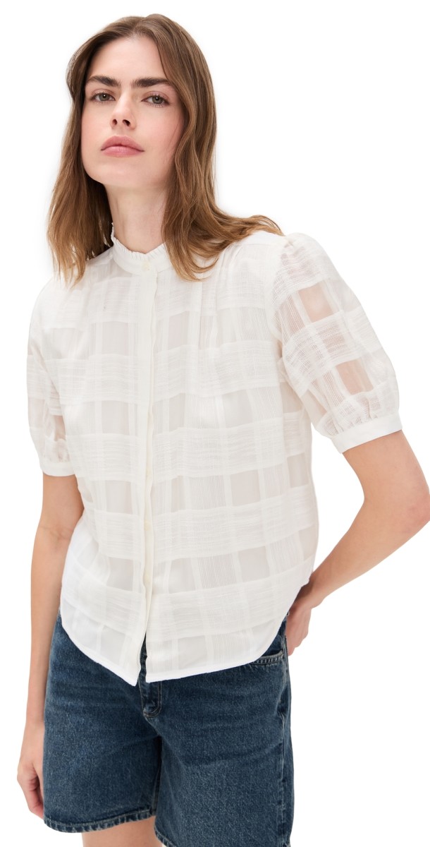 rag & bone Jordan Plaid Top White