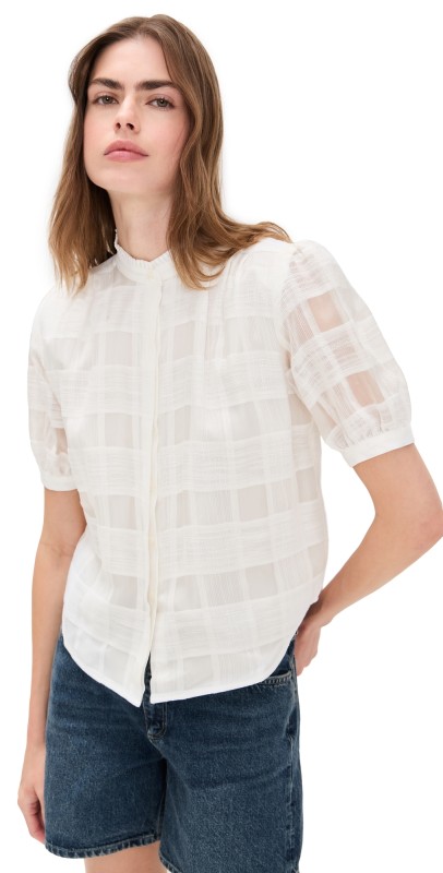 rag & bone Jordan Plaid Top White