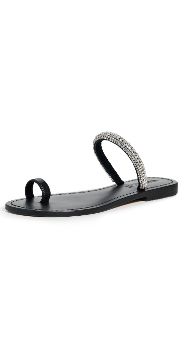 Mystique Embellished Toe Ring Sandals Black/Clear