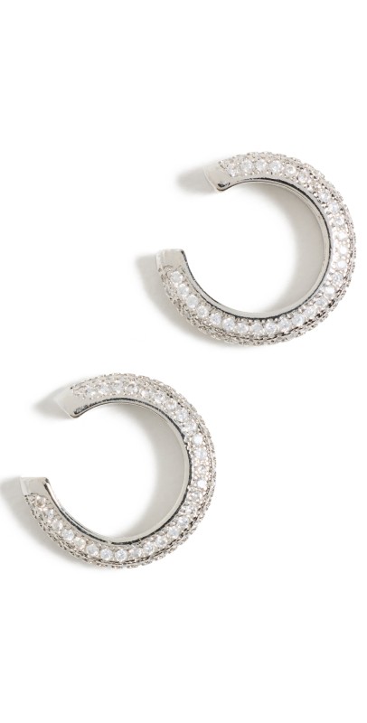 SHASHI Micro Pave Ear Cuff Set of 2 Silver