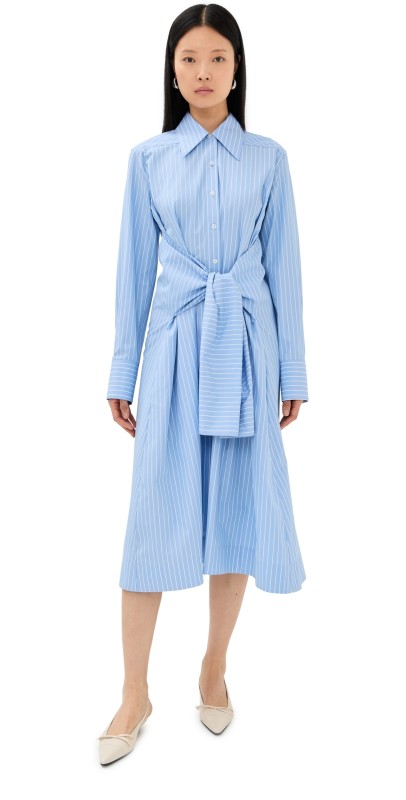 Jil Sander Striped Midi Dress Blue Sky