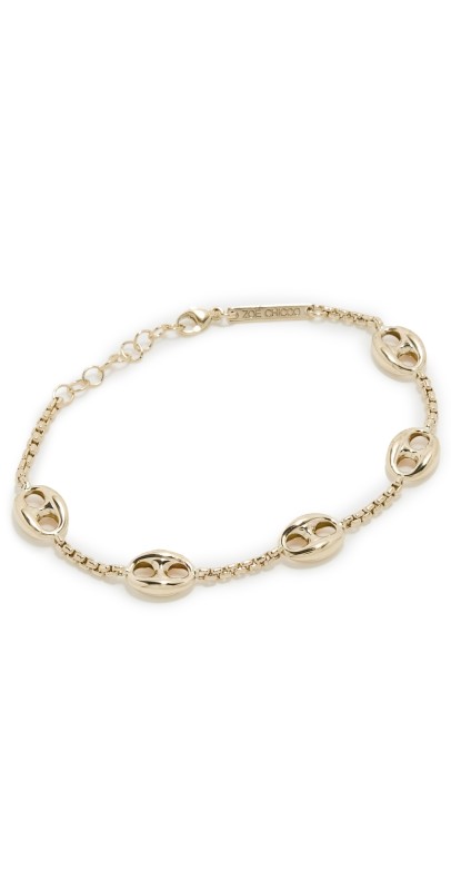 Zoe Chicco 14k Gold Large Mariner Link Station Bracelet 14k Yellow Gold