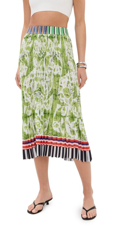 Stella Jean Printed Midi Skirt Lime Floral