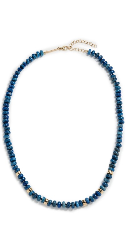 Zoe Chicco 14k Gold and 6mm Lapis Rondelle Beads Necklace 14k Yellow Gold/Lapis