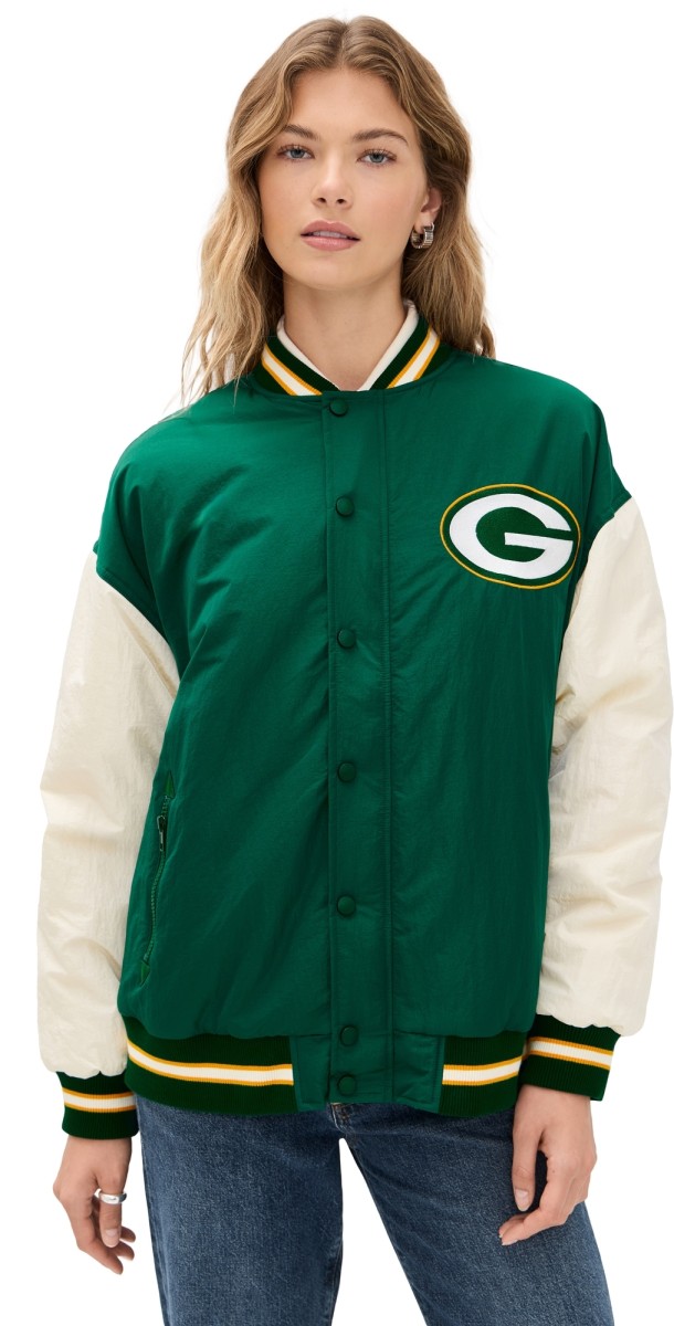 Terez Packers Colorblock Bomber Jacket Packers Green/Sugar Swizzle