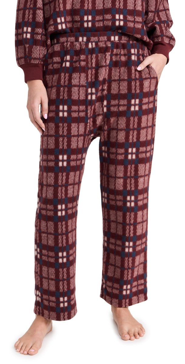 THE GREAT. The Plush Fleece Pajama Pants Fireside Plaid