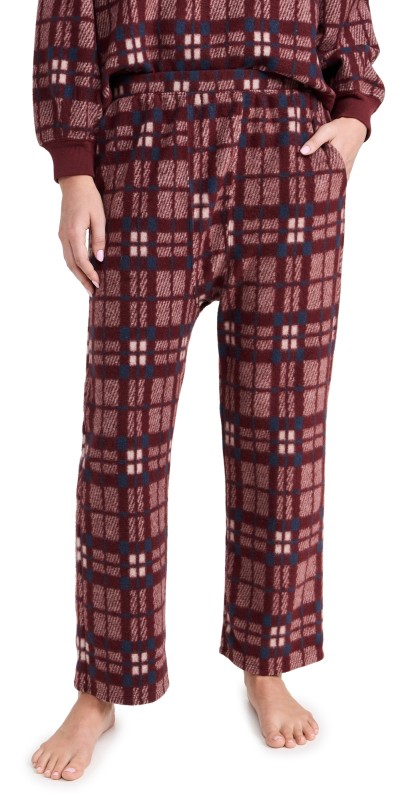 THE GREAT. The Plush Fleece Pajama Pants Fireside Plaid