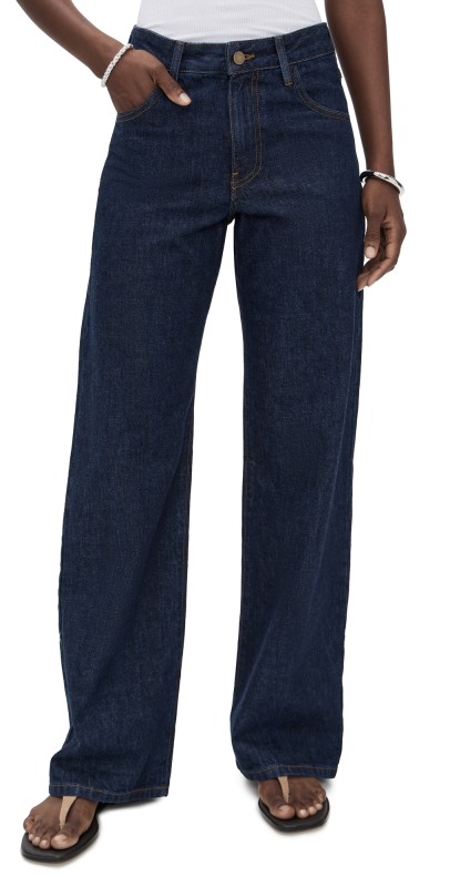 Enza Costa Relaxed Straight Leg Jeans Dark Rinse